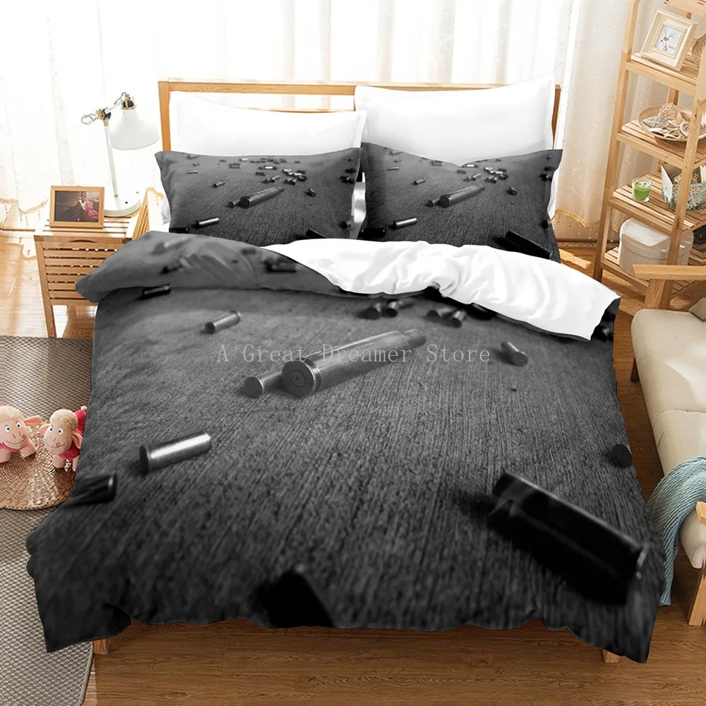 

2/3 Pieces Black Bullet Bedding Sets 3D Print Military Weapon Duvet Cover Set Home Textile Bed Quilt Cover For Bedroom Cover Set