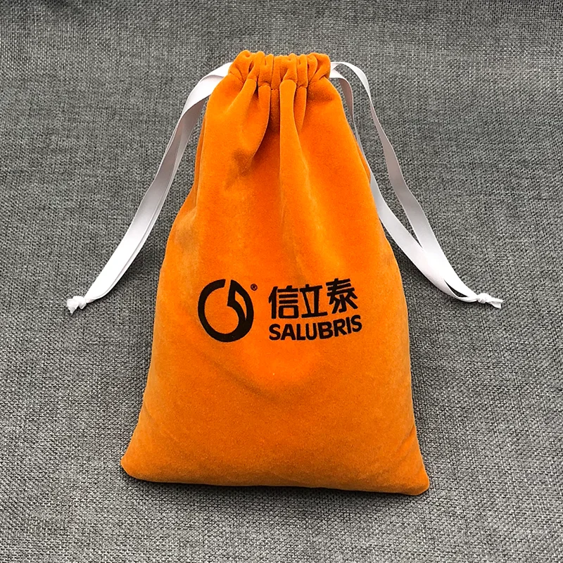 50PCS Velvet Gift Bags Packaging Jewelry Flocking Drawstring Pouches Wedding Party Storage Reusable Sachets for Candy Print Logo | Дом и сад