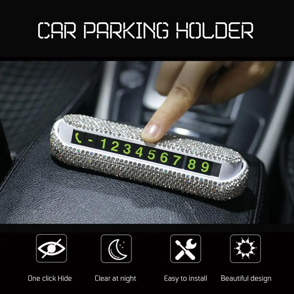 Скрываемая табличка с номером телефона со стразами карта автомобильной