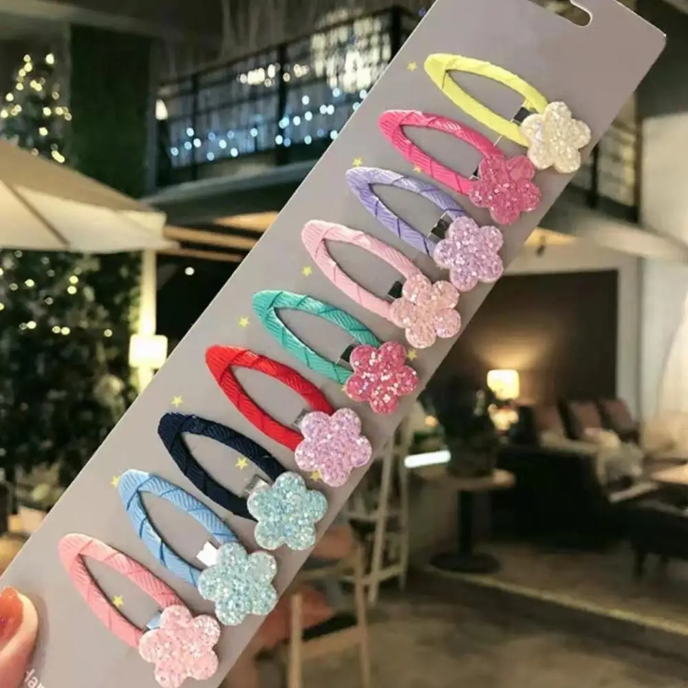 flower1 10pcs 5/10 шт./компл. милые заячьими ушками детская Заколки для волос Красочные на булавке фрукты цветок звезда заколки Акриловые; милое платье для маленьких девочек; аксессуары для волос - Цвет: flower1 10pcs