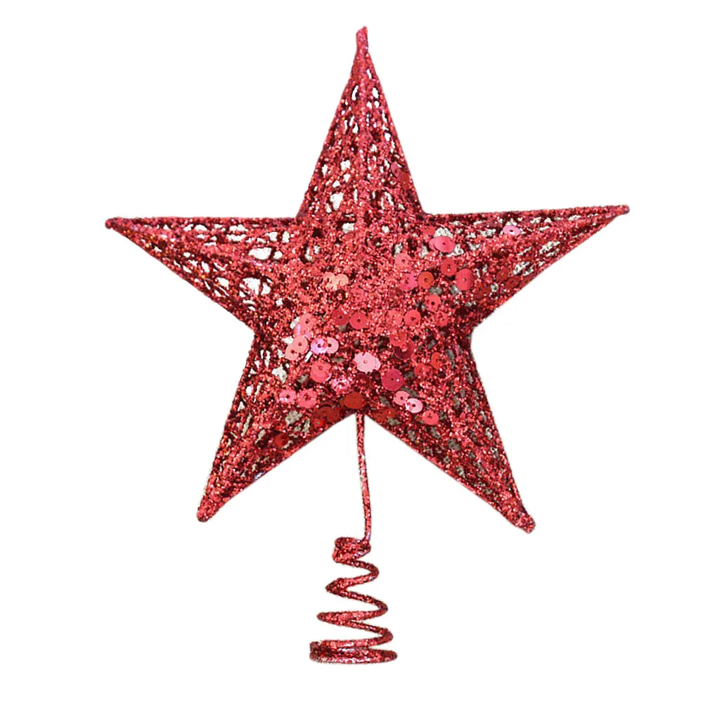 15x20cm Red Большой 25 см Рождественская елка домашний декор Топпер пятиконечная звезда красивые блестящие Мерцающие Металлические 3 цвета вечерние украшения - Цвет: 15x20cm Red