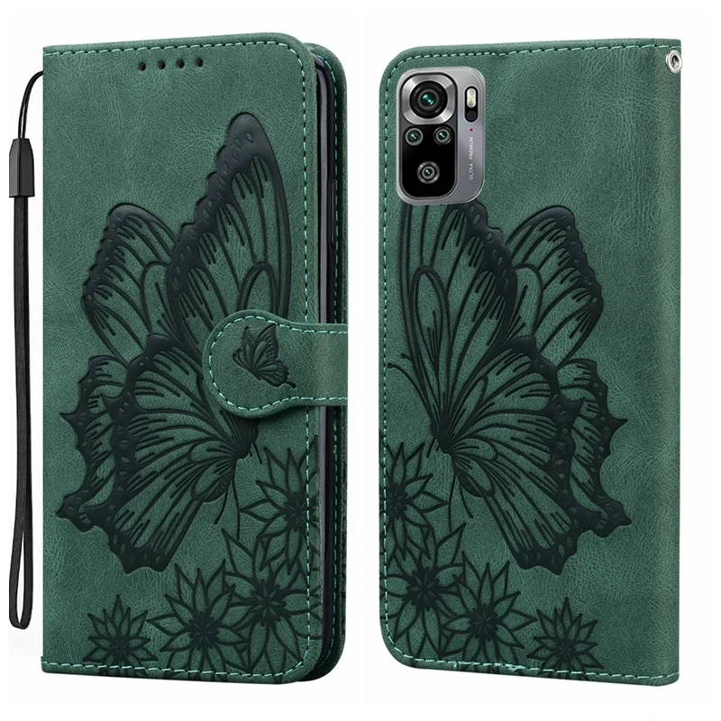 retro big butterfly flip leather phone case for xiaomi mi 11 redmi note 10 10s 9 9s 8 pro 9t poco f3 m3 x3 nfc holder book cover free global shipping