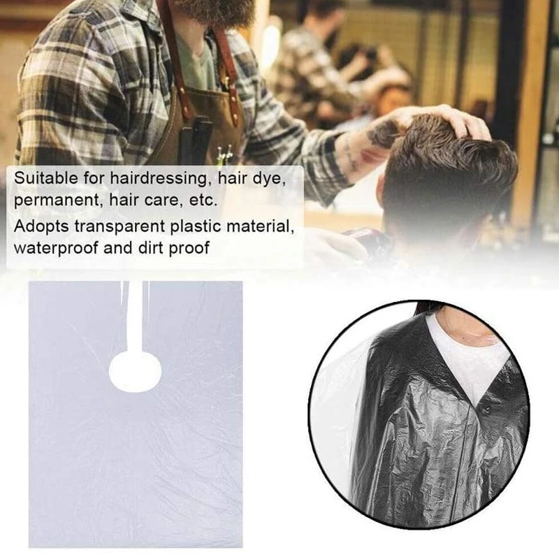 

100Pcs Disposable Long Barber Wai Cloth Perm Hair Salon Haircut Wai Hairdressing Cape Shawl PE Apron