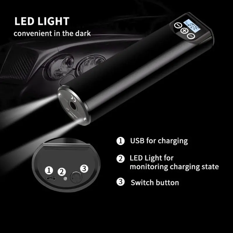 Barato Inflador Eléctrico Portátil Multipropósito, Pantalla LCD Recargable Por USB, Bomba De Aire Para Neumáticos, Compresor De Aire Con Luz LED Para Bicicleta Y Coche.