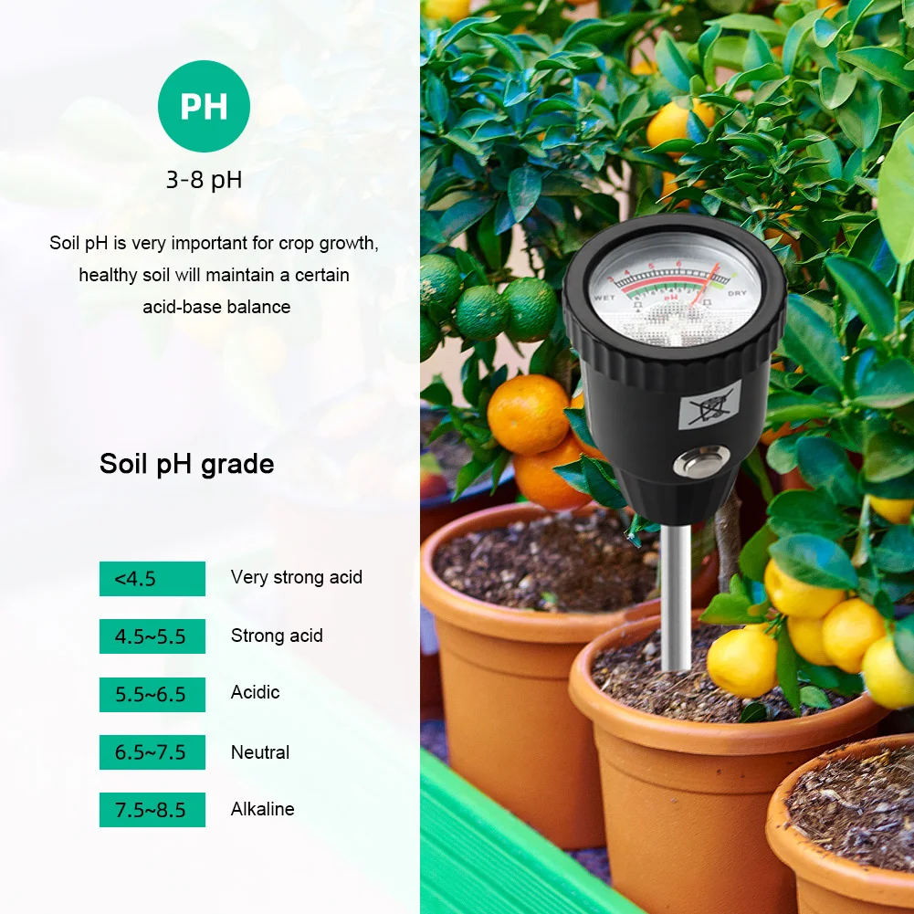 

Gardening Soil PH Moisture Test Meter with Electrode Probe Plant Corp Humidity Detector Fertility Acidity Sensor Tool