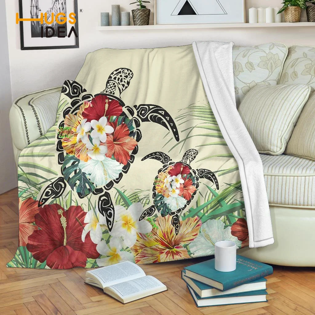 

Фланелевое Флисовое одеяло HUGSIDEA, детское теплое покрывало для кровати, тонкое одеяло брендового дизайна в виде морской черепахи и цветов, о...