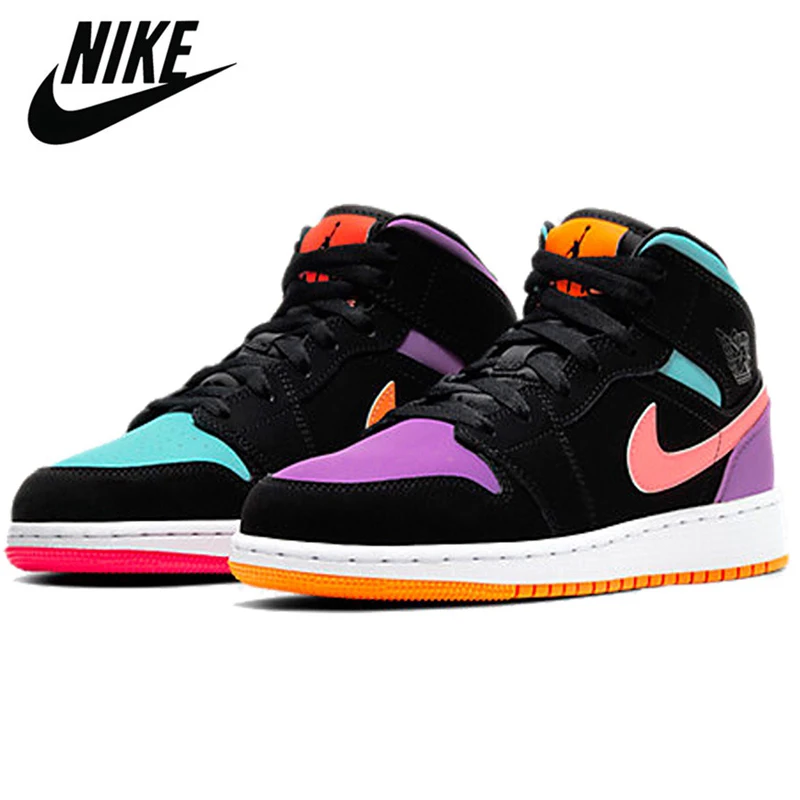 Оригинальные удобные кроссовки Air Jordan в стиле ретро 1 Mid AJ1 для  мужчин и женщин, баскетбольные кроссовки - купить по выгодной цене |  AliExpress