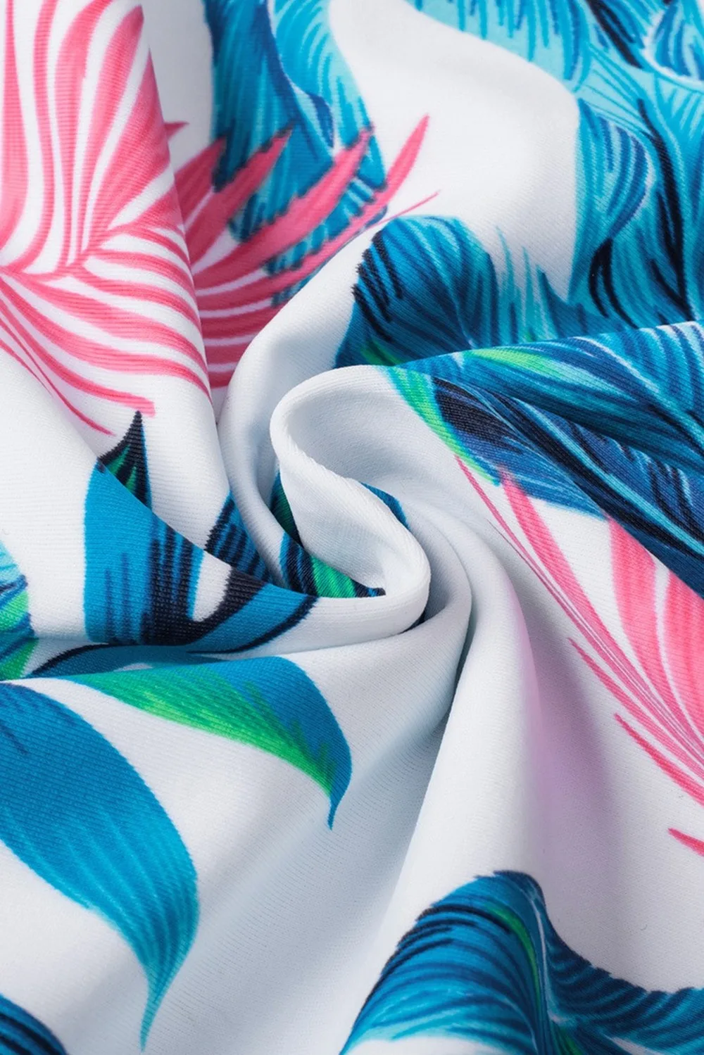 

Blue Chest Zipper Printed Swimsuit Half Sleeve With Chest Pad Sexy Bikini Swimming Suit For Women One Piece