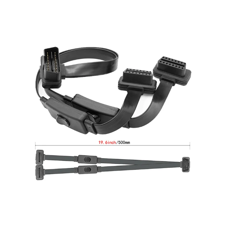 50 см OBDII 1 2 преобразовать соединительный кабель OBD2 16PIN Male к двойному Female локоть