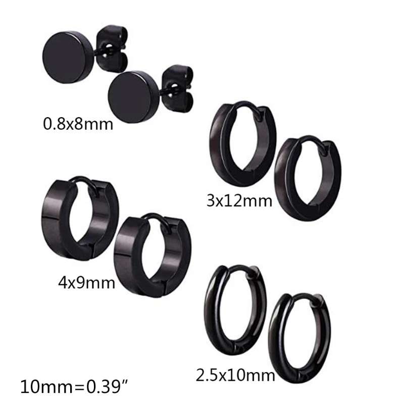 

4 Pairs/Set Stainless Steel Punk Earrings Hip Hop Rock Gothic Ear Studs Unisex Women Men Decorations Jewelry Gifts