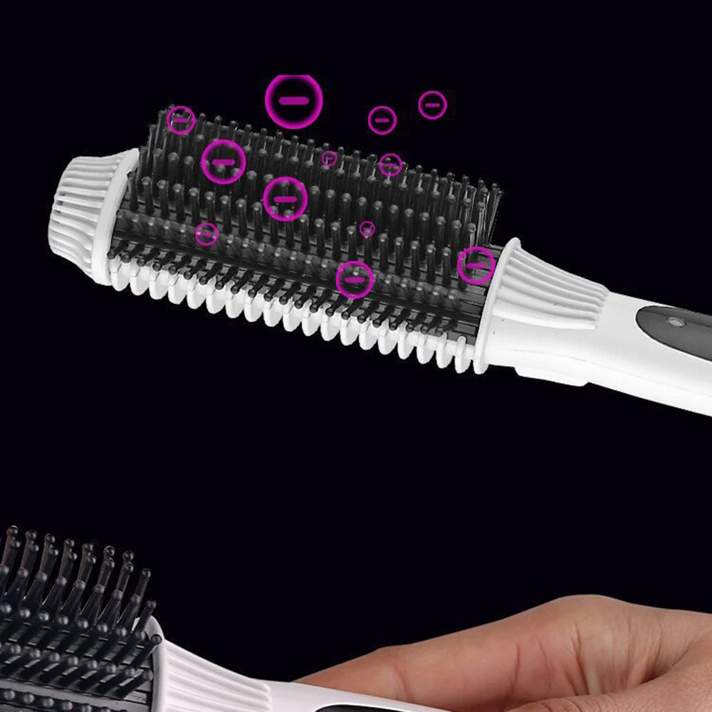 

New Iron Hair Curler Roller 2 In 1 One Step Hair Dryer and Volumizer Brush Straightening Curling Iron Comb EU Plug