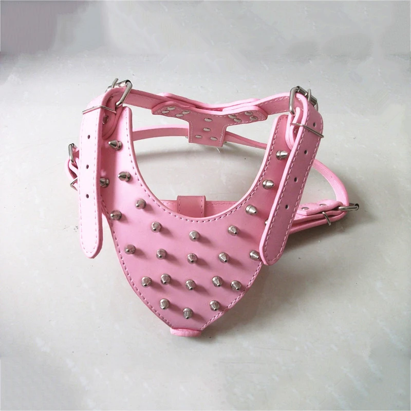 Поводок для собак с шипами заклепками из искусственной кожи шлейка больших