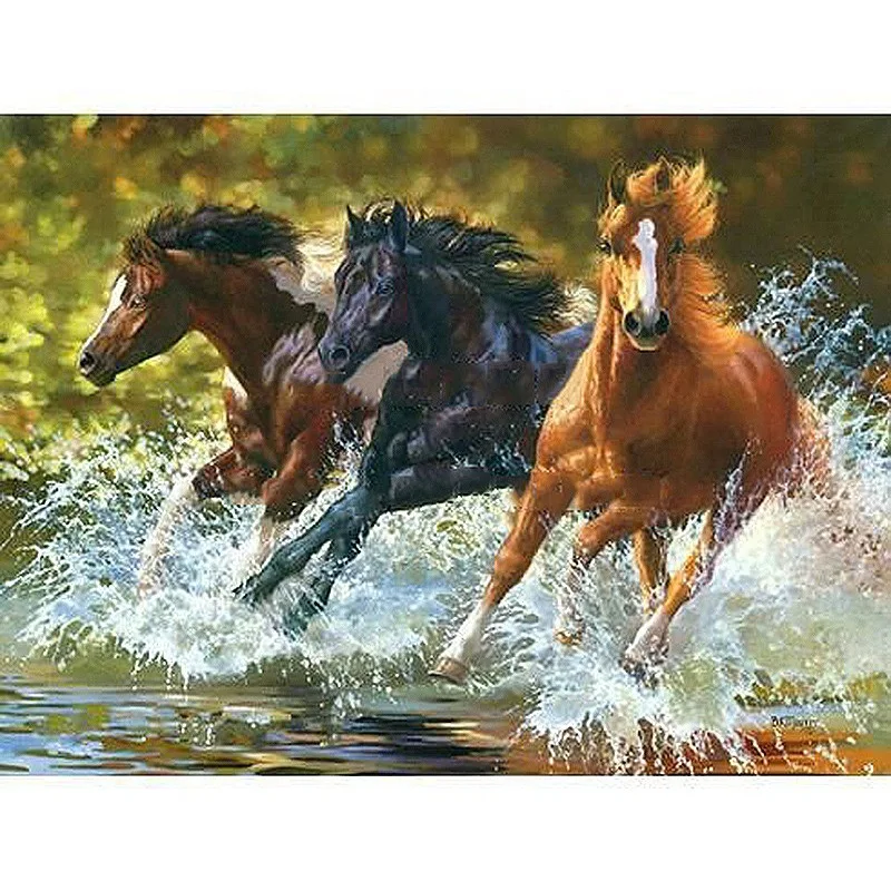 Horse Racing Paint By Numbers Coloring Hand Painted Home Decor Kits Drawing Canvas DIY Oil Painting Pictures By Numbers