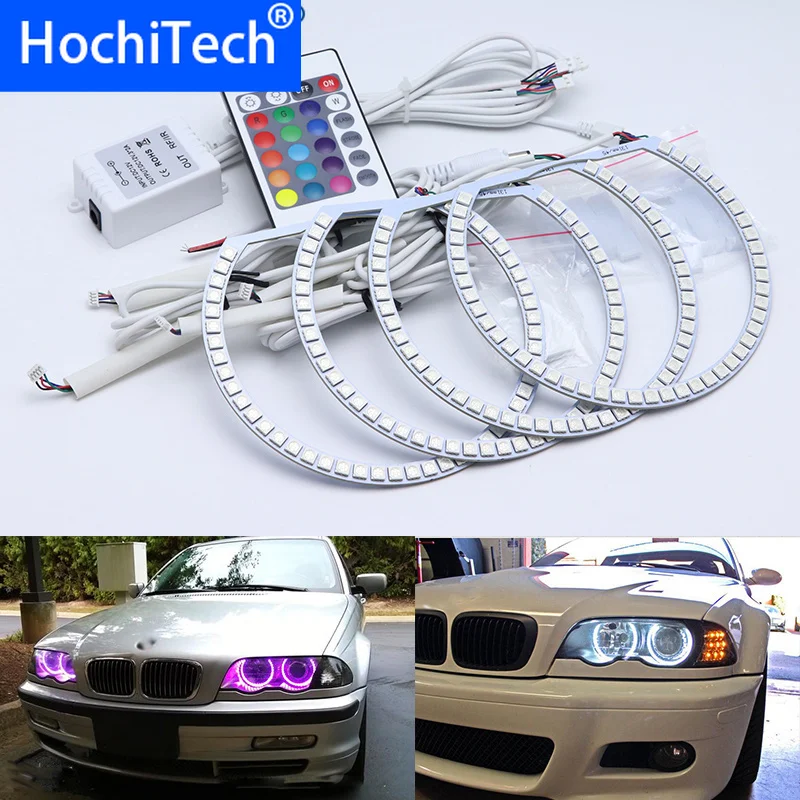 Для BMW E36 E38 E39 E46 Проектор Многоцветный комплект светодиодов глаза ангела RGB Halo