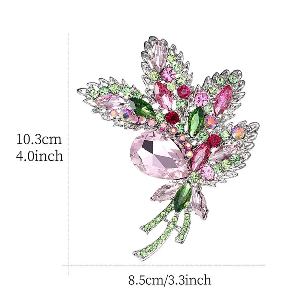 

HOT SALES !!! Women Colorful Rhinestone Inlaid Flower Leaf Brooch Pin Cardigan Shawl Jewelry