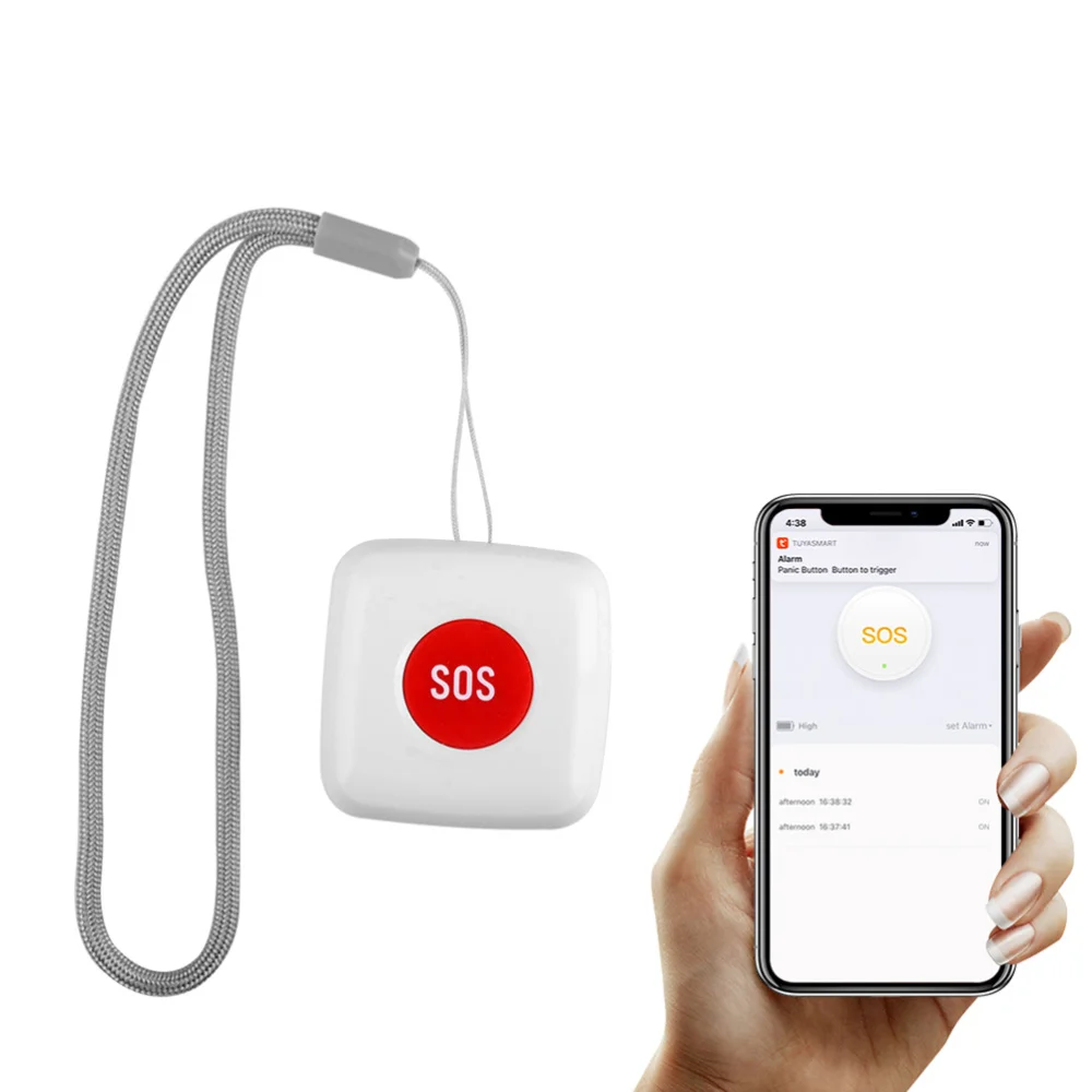 

Wireless SOS Emergency Button Remote Call Button Caregiver Pager Fall Alarm for Patient Elderly (White)