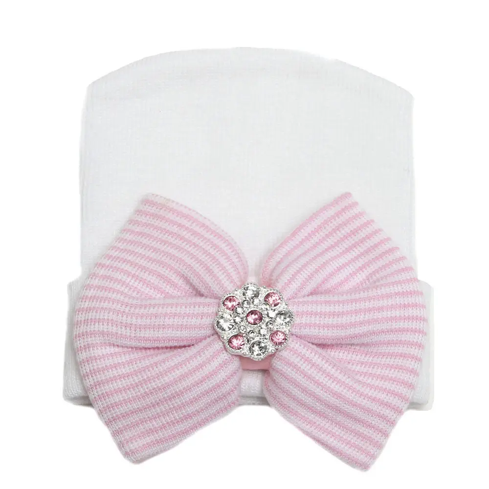 

Cute Newborn Baby Girls Boys Infant Girl Toddler Comfy Bowknot Hospital Cap Beanie Hat Easy To Wear Or Take Off