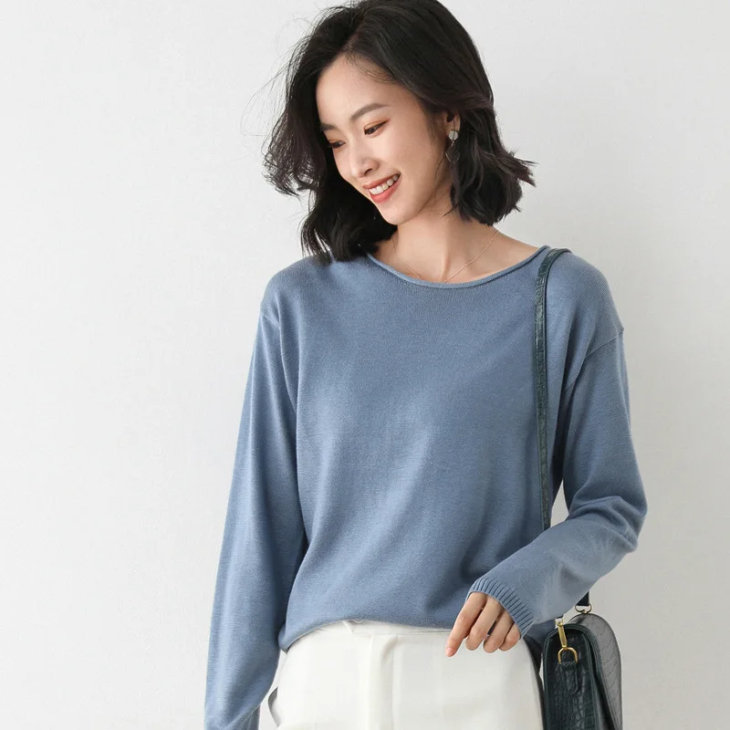 

Ladies Knitted Sweater Women Pullovers Knitwear Jumper Spring Autumn Basic Women Sweaters Soft Slim Fit Tops Female Pull Femme