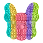 Французский бульдог радужные цвета силиконовые нажимные пузырьки игрушки для пальцев антистрессовый сжимающий Сжимаемый фиджет-игрушки