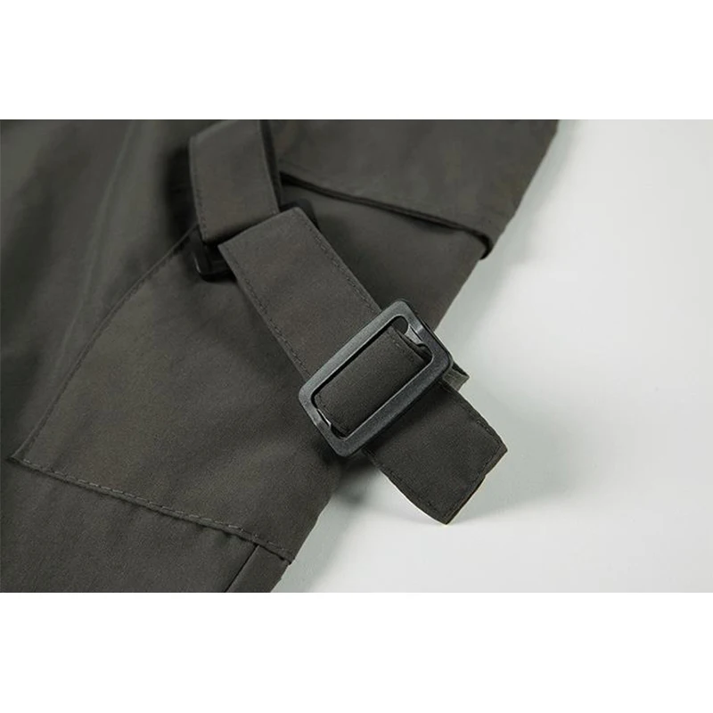 

High Waist Elastic Overalls Pants Streetwear Loose Fashion Harajuku Solid Trousers Femme Casual Drawstring Lace up Tide Pants