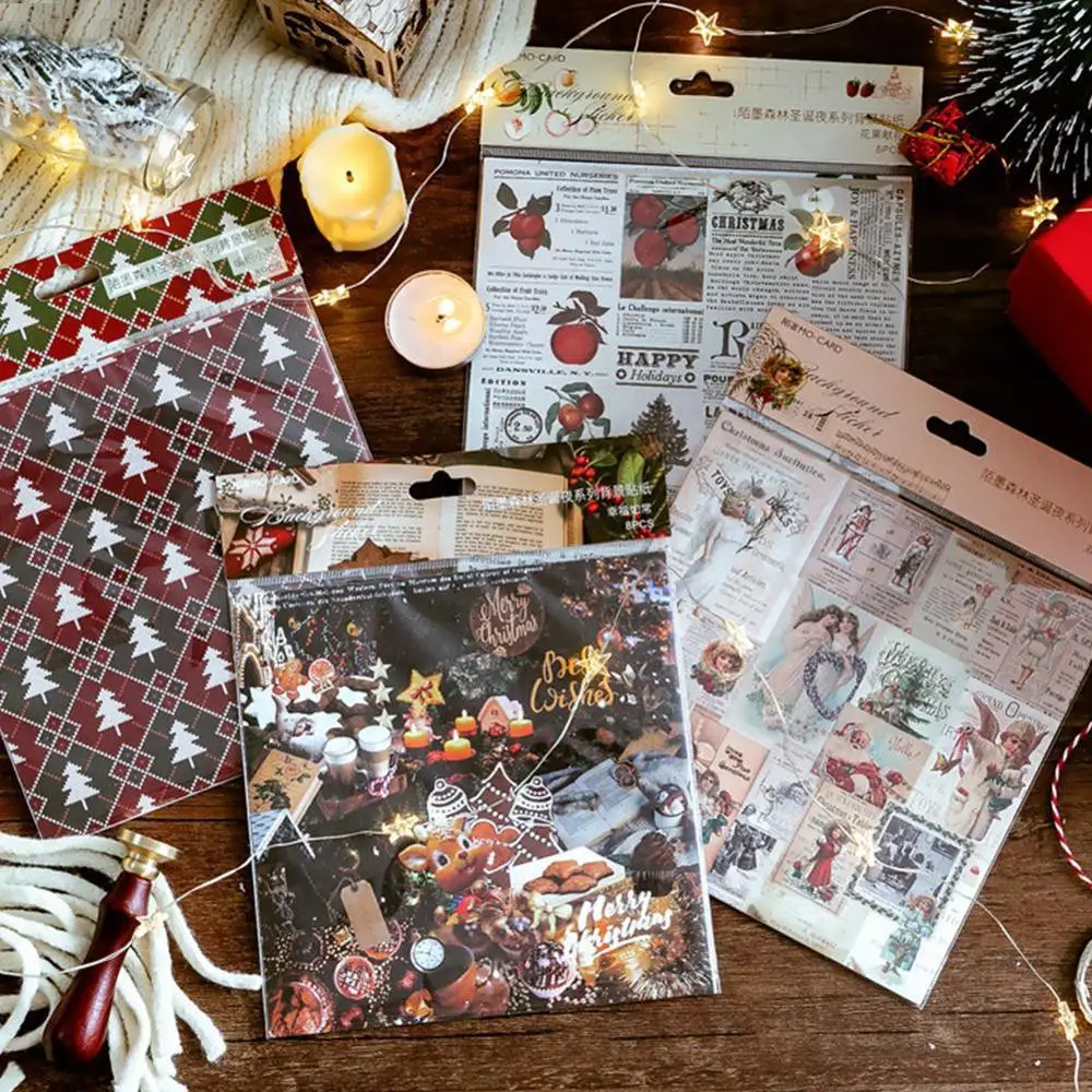 8 штук упак. Ретро наклейки Рождество Ночь пуля журнал декоративные дневник