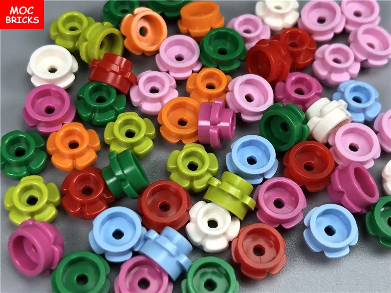 100 шт./партия кубики MOC разноцветная тарелка сделай сам круглая 1x1 с цветочным