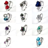 womens ring heart shaped multicolor white gold ring fashion charm cubic zirconia ring banquet wedding give girlfriend gift