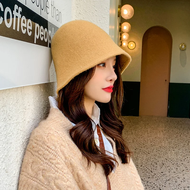 Fashion Bucket Hats for women's Autumn winter Warm Wool Fisherman Hat Female Casual Outdoor knitted basin Hat Tour Cap for Girls