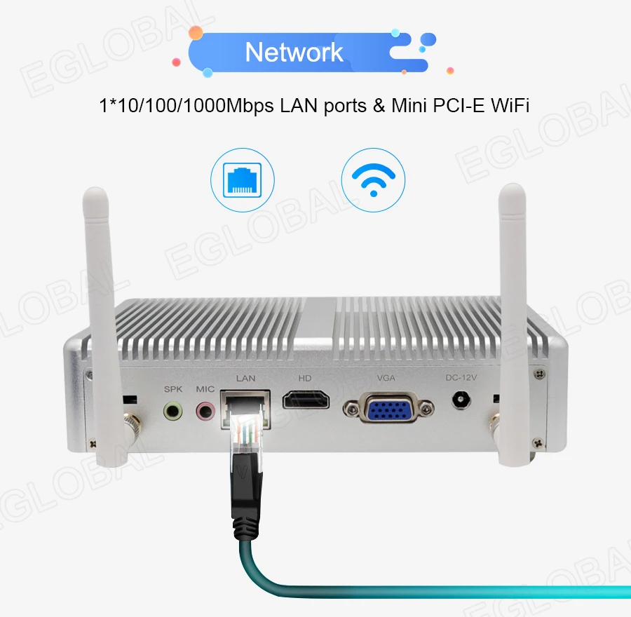 Eglobal дешевые безвентиляторные Мини ПК Windows 10 Pro Intel i5 7200U i3 7100U i7 4500U DDR4/DDR3 Barebone компьютер 4 K HTPC WiFi HDMI VGA