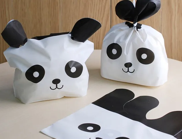 50 шт. Kawaii Милый Панда пластиковый пакет для конфет упаковка биквитов обертывание лакомство Подарочная сумка новогодние вечерние украшения