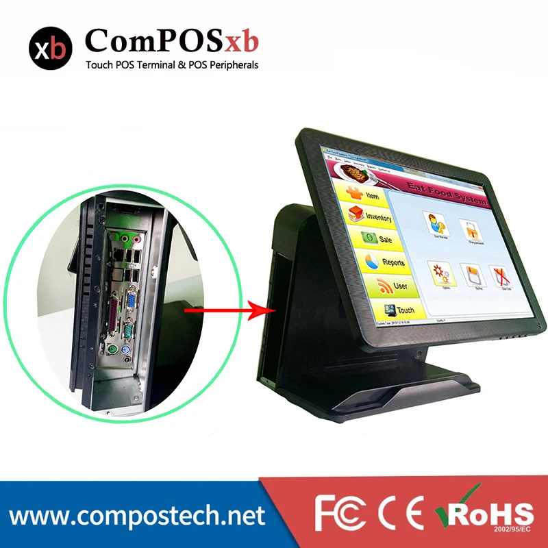 Расширенный черный POS системы 15 дюймов 5 провода резистивный экран сенсорный