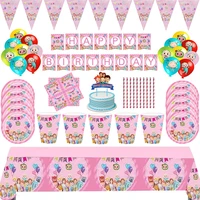 pink cocomelon party cups banner plates cups topper supplies baby shower cocomelon party birthday decoration balloons for girls