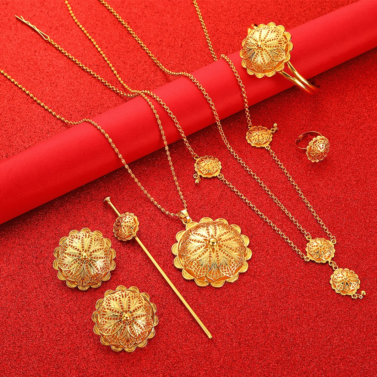 Эритрейские ювелирные изделия подвески ожерелья серьги цвет золото Африканский