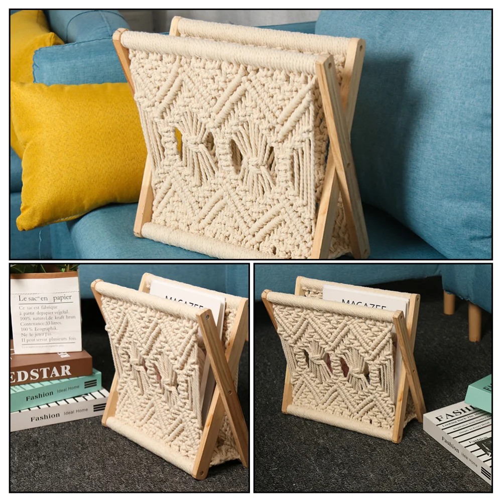 

Bohemian Style Magazine Shelf Decorative Books Holder Woven Room Decor