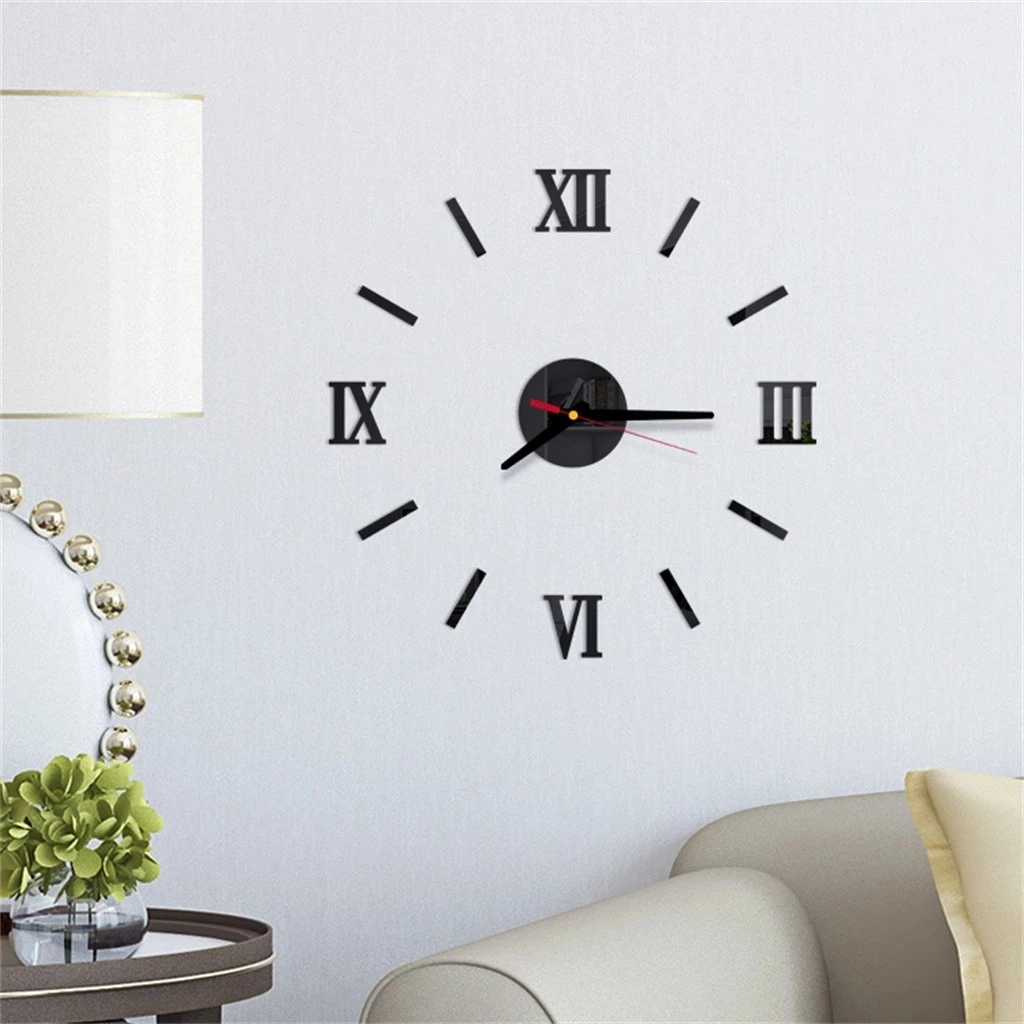 

Diy Wall Cock Promotion New Home Decor Roman Mirror Fashion Modern Quartz Clocks Living Room Sticker Watch