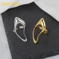 qmcoco silver color new style geometric hollow out ring for woman fashion simple irregular open adjustable women party rings