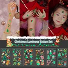 Светящиеся рождественские Временные татуировки для детей, 10 шт.компл., Мультяшные наклейки для макияжа, одноразовые фосфоресцирующие татуировки, временные