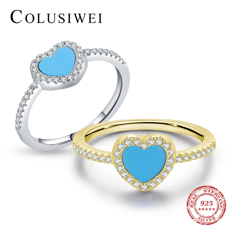 

Кольцо женское из серебра 925 пробы с бирюзовым сердечком