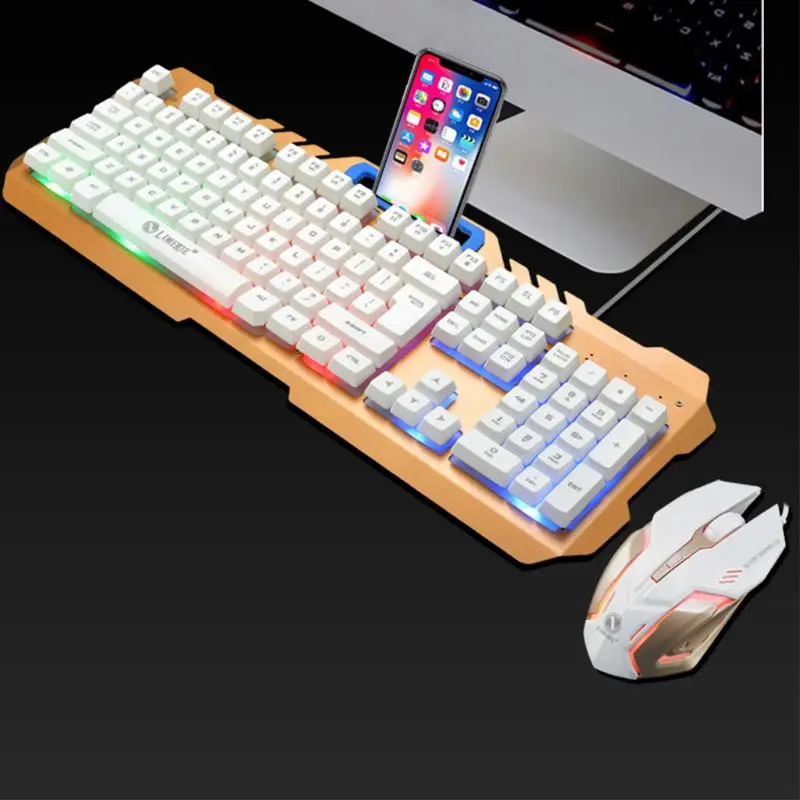 Светодиодный вая клавиатура и проводная мышь со светодиодной