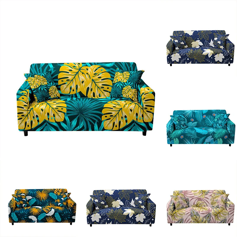 

Leaves Pattern Couch Cover Sectional Elastic Slipcover For Living Room Furniture Protector-Sofa Skins Corner Sofa Cover