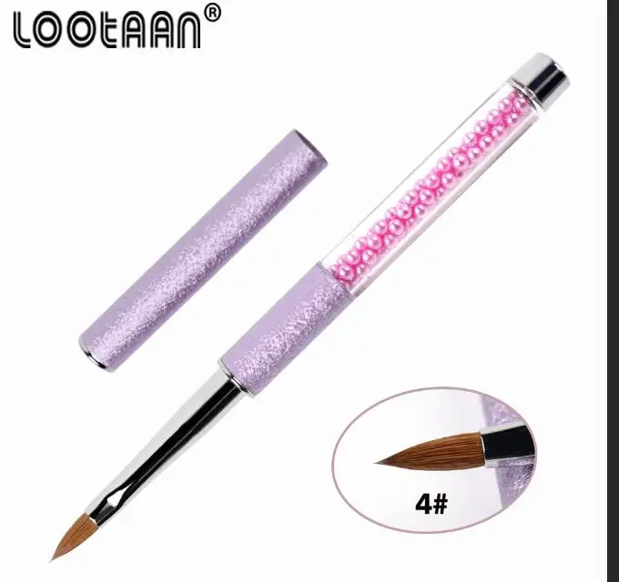 Lootaan1PC акриловая кисть для ногтей 10# овальная кусторезная кисть для дизайна ногтей колинская фиолетовая жемчужина для рисования ногтей