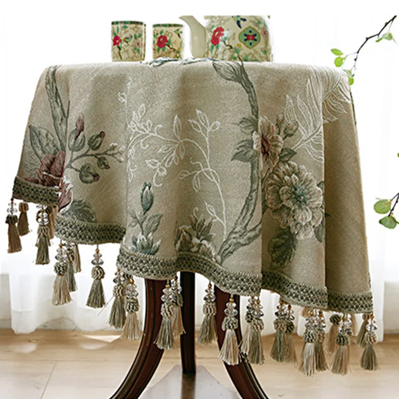 Роскошная круглая скатерть с изображением большого дерева прямоугольная