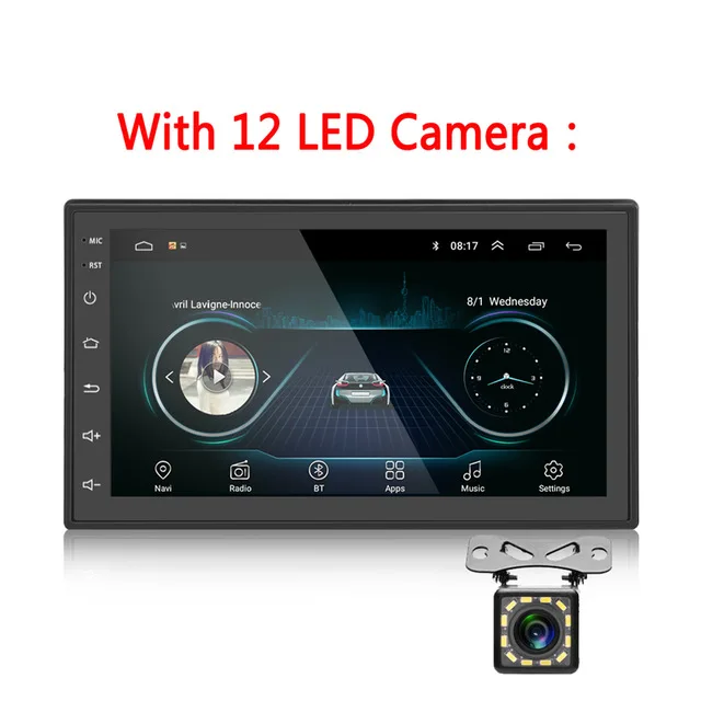 With 12 LED camera Hikity Универсальный Android 8,1 " 2Din автомобильный мультимедийный плеер сенсорный экран gps радио для Nissan TOYOTA Kia RAV4 Honda VW hyundai - Цвет: With 12 LED camera