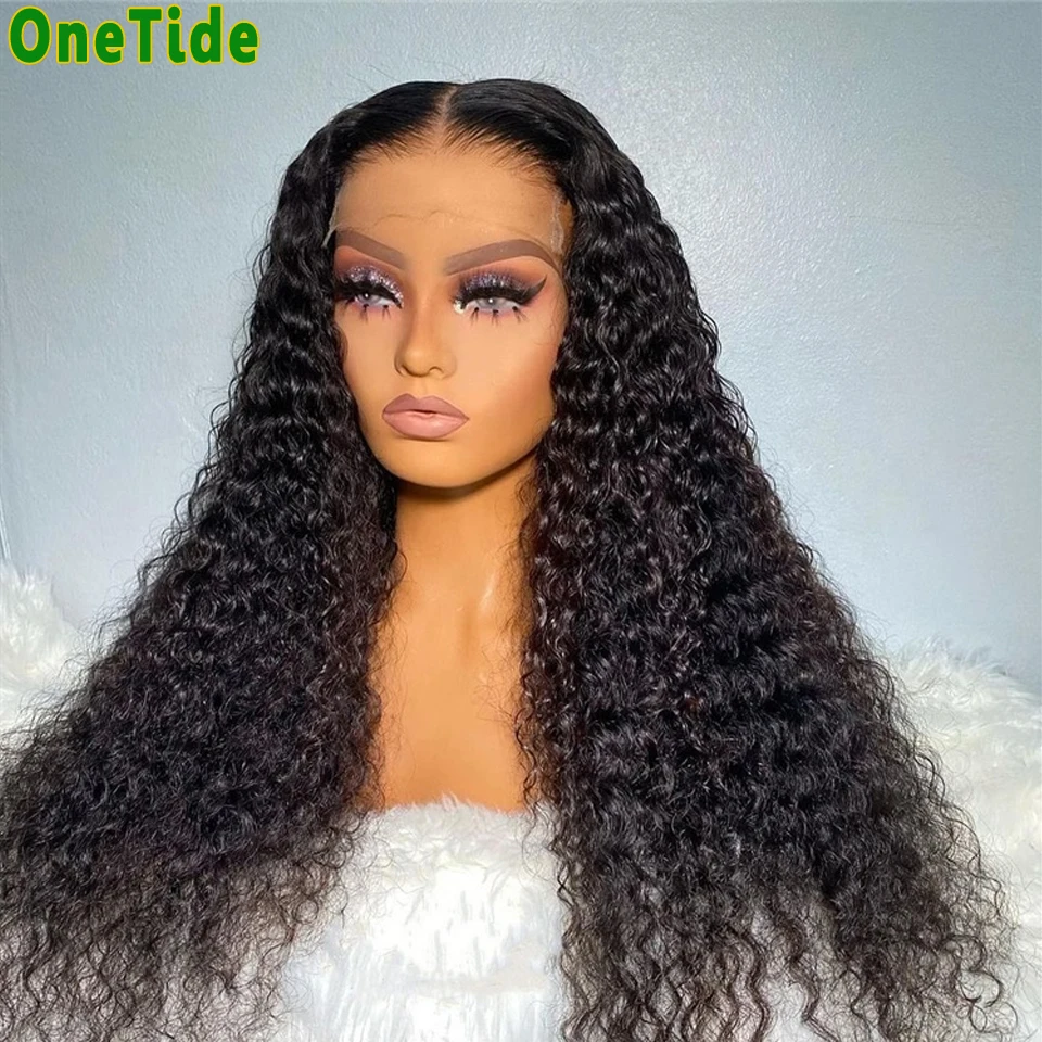 ONETIDE Brazilian 30 Inch Lace Front Wig Afro Kinky Curly Lace Frontal Human Hair Wigs For Women Deep Curly Lace Closure Wig