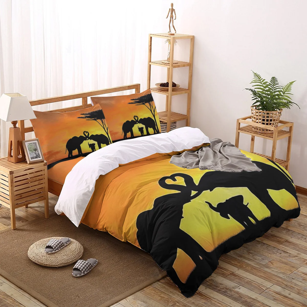 

Комплект постельного белья с рисунком африканского слона, пододеяльник, пододеяльник, наволочка для дома