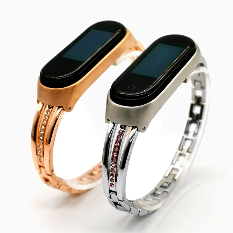 Браслет Miband 4 3 из нержавеющей стали для часов браслет со стразами Xiaomi Band 4|Ремешки