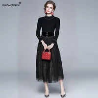 autumn winter sweater dress sets 2021 fashion long sleeve pullovers knit top and skirt women suits lady elegant party outfits