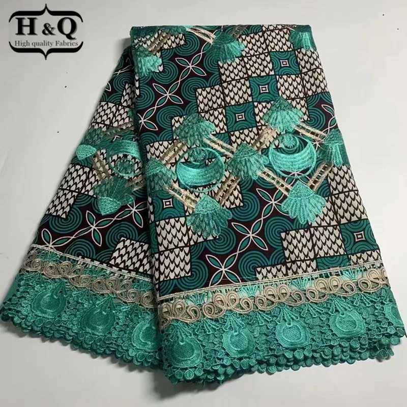 

H&Q beautifical nigerian lace fabrics latest style lace wax fabric for dress 6 yards/pcs african lace embroidery fabric H0320