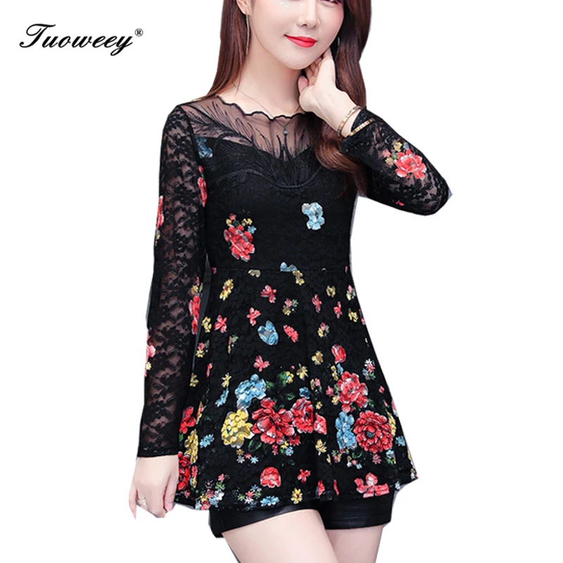 Женская блузка с длинным рукавом Повседневная приталенная цветочным принтом