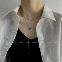 cold wind double ring clavicle chain minimalist fashion hip hop premium feel stacked light luxury simple necklace women